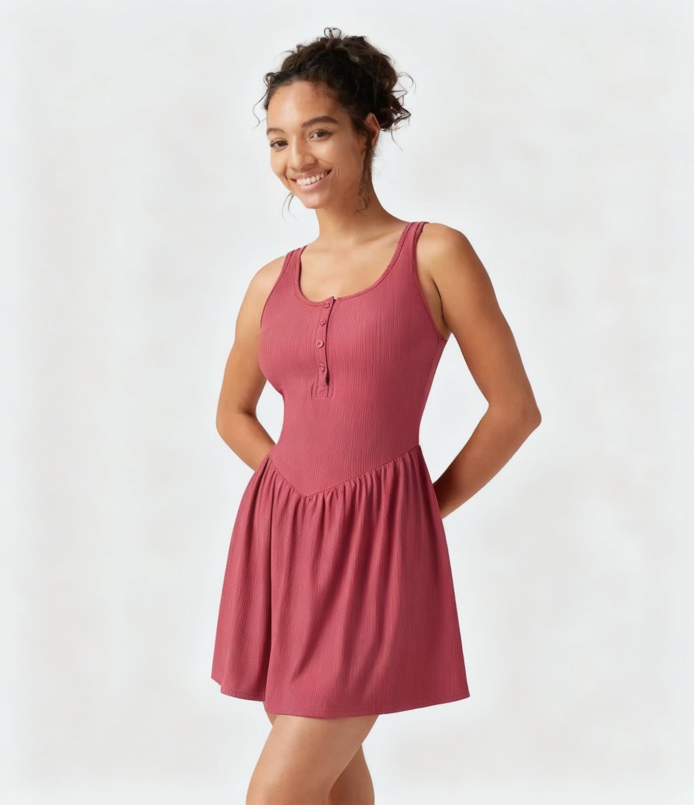 Ribbed Built-In Bra Active Mini Dress