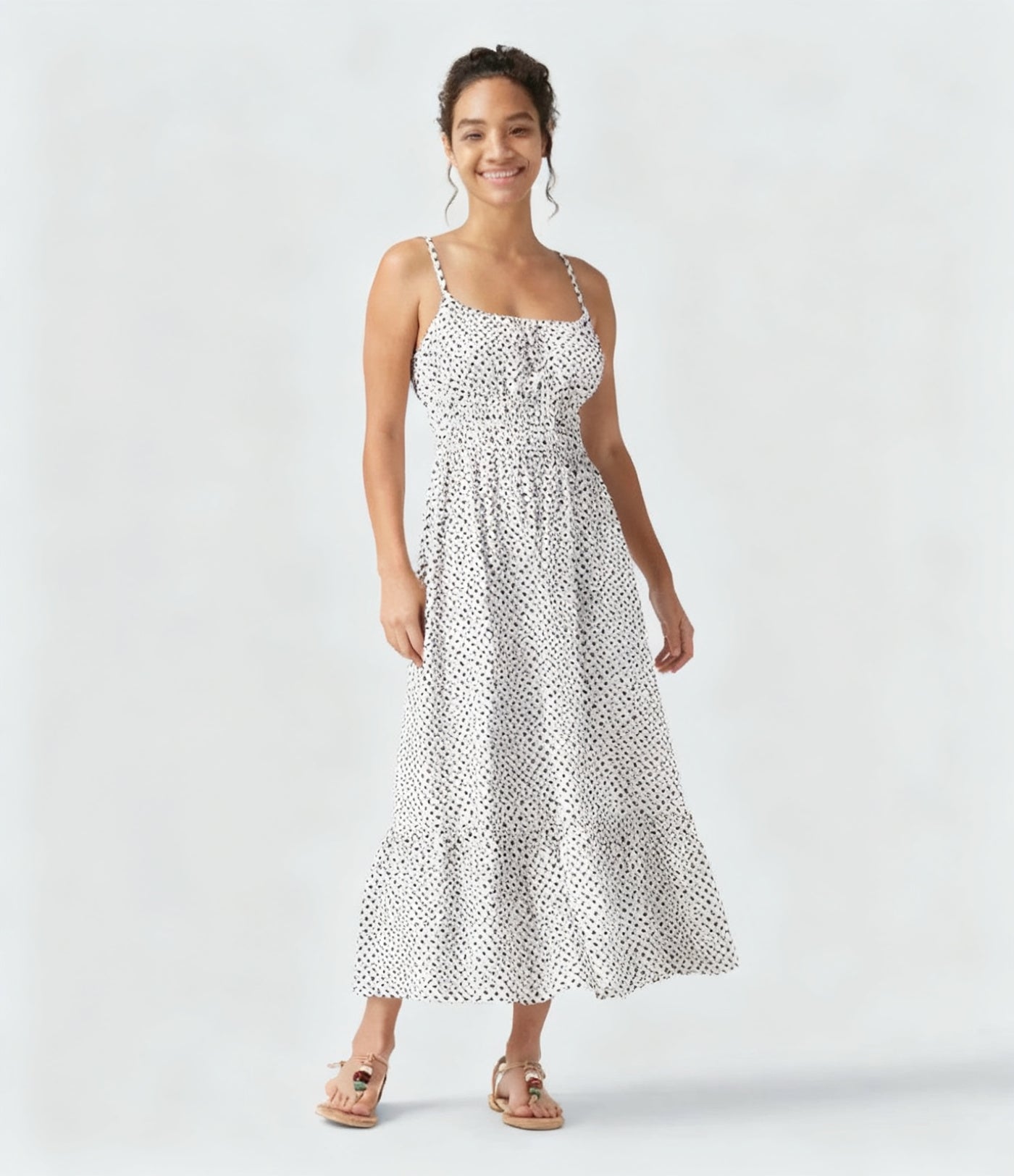 Tie-Front Polka Dot Midi Dress