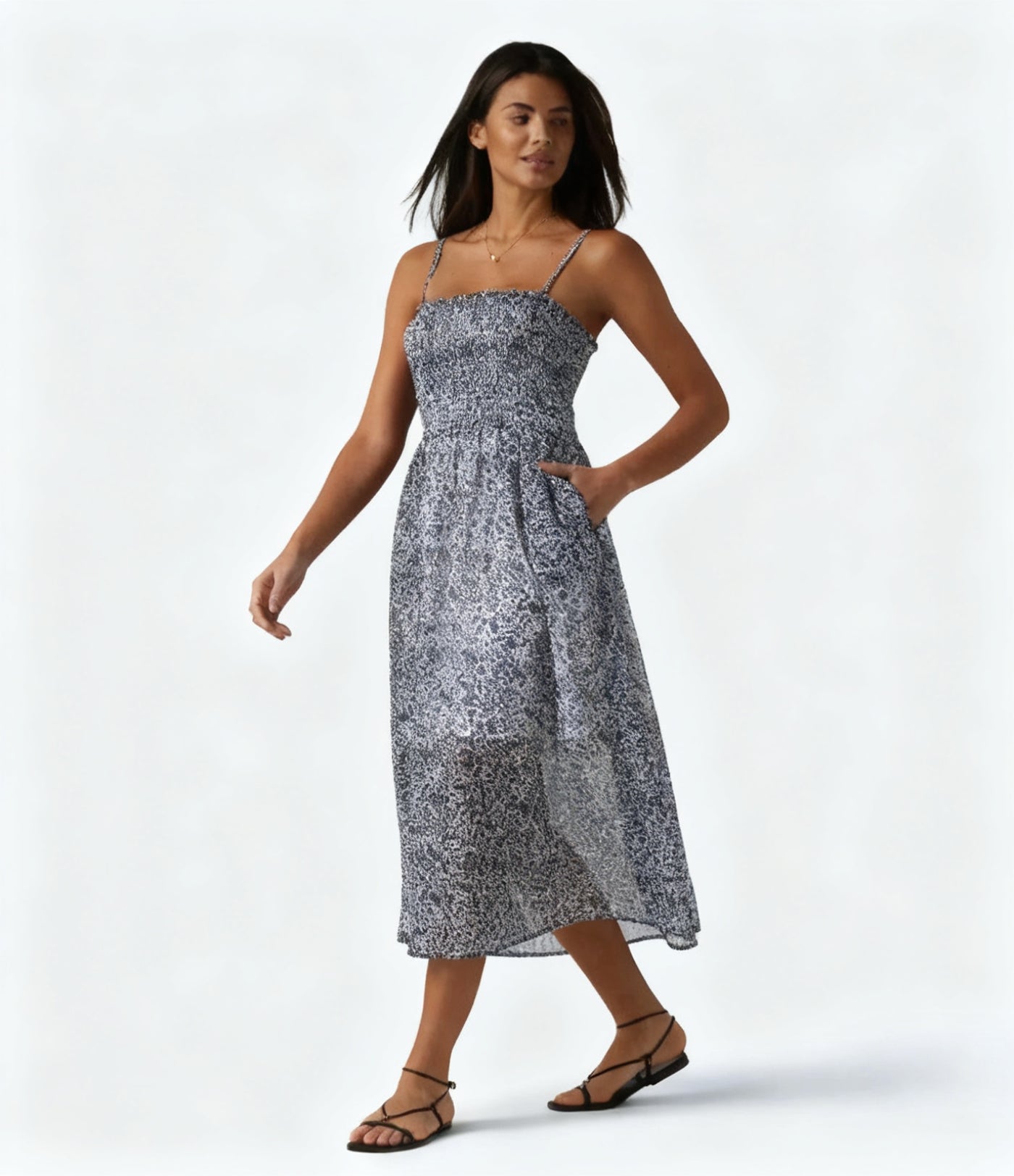 Floral Chiffon Flowy Midi Dress