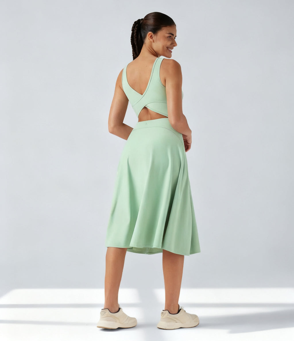 Square-Neck Active Midi Dress