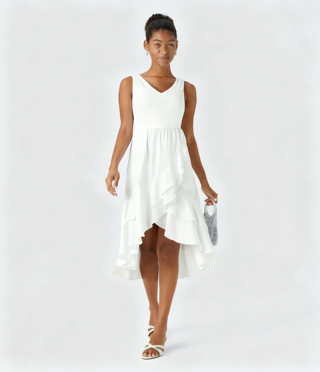 Backless Ruffle Flowy Midi Dress