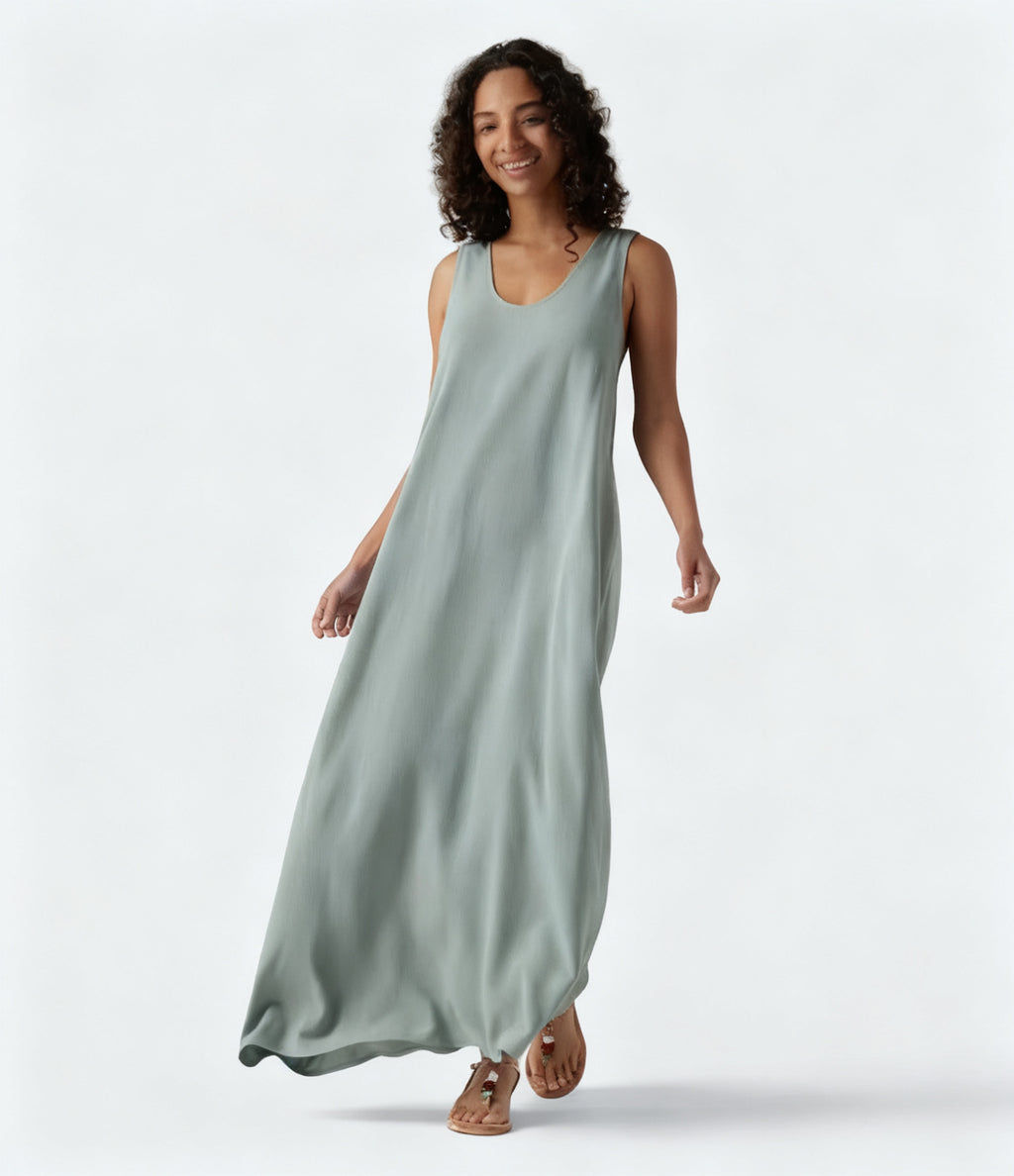 Sleeveless Linen-Blend Maxi Dress
